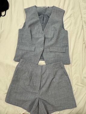 Blue Two-Piece Vest Set